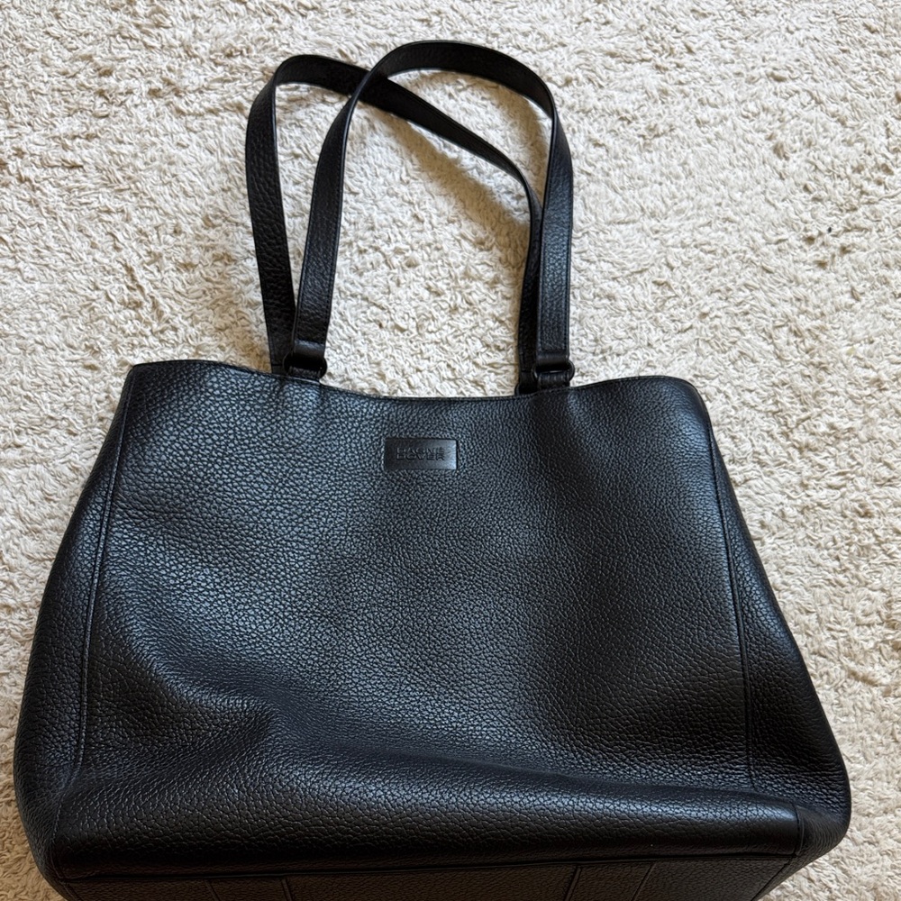 Dagne Dover Black Leather Tote Bag